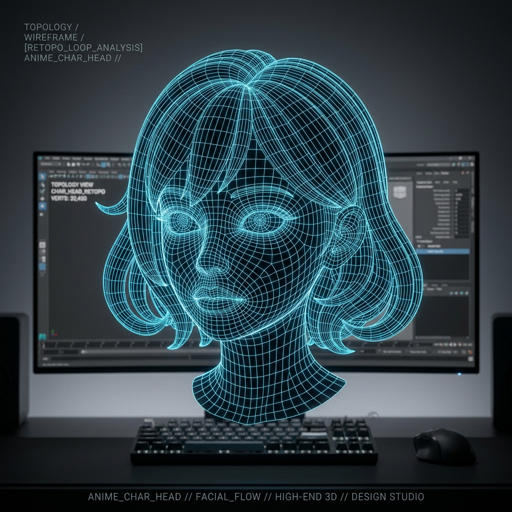 High-end 3D wireframe topology